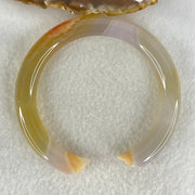 Natural Yellowish Pink Agate Heart Shape And Hands Bangle Internal Dimeter 58.6mm 39.03g 9.9 by 9.9mm - Huangs Jadeite and Jewelry Pte Ltd