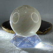 Natural White with Yellow Calcite Sphere Ball with Acrylic Display 578.5g 71.4 by 86.5mm - Huangs Jadeite and Jewelry Pte Ltd