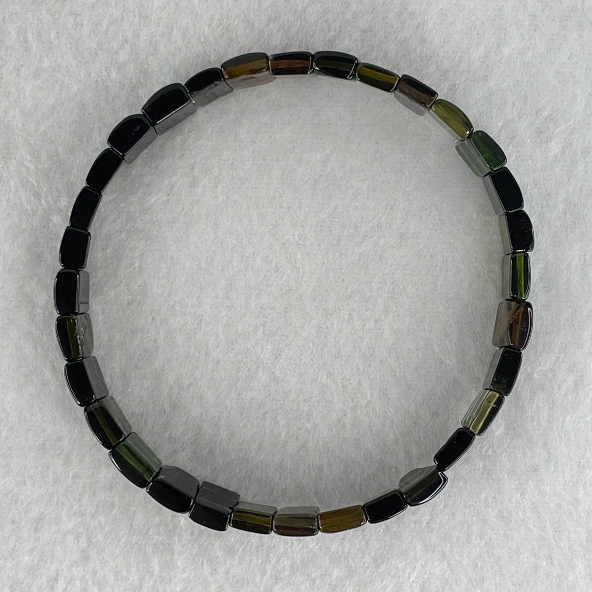 Very Good Grade Tourmaline Shou Pai Bracelet 13.94g 17cm 9.9 by 6.2mm 32pcs - Huangs Jadeite and Jewelry Pte Ltd