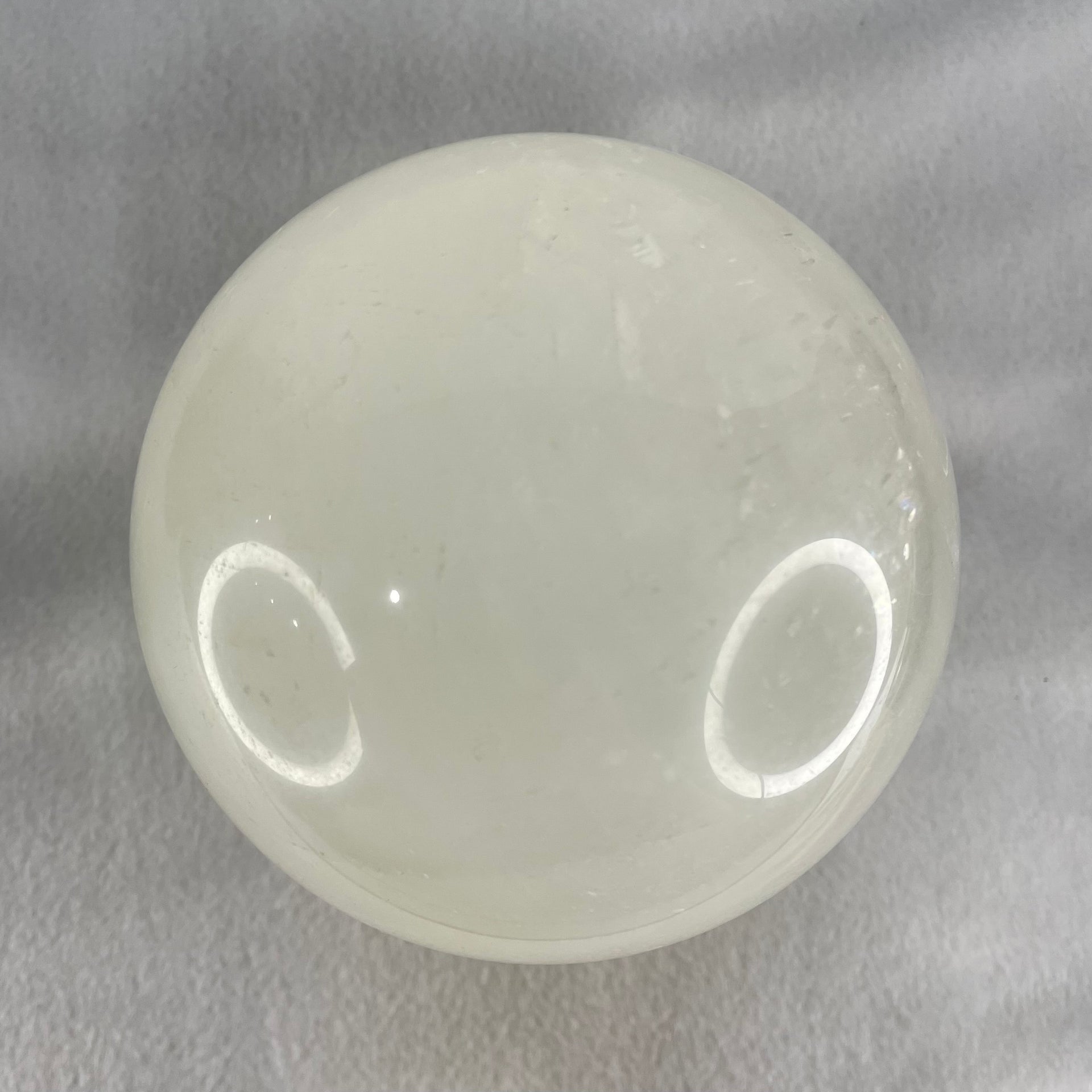 Natural Milky White Quartz Crystal Sphere Ball with Wooden Stand 1,624.0g 101.0 by 113.0mm - Huangs Jadeite and Jewelry Pte Ltd