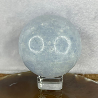 Natural Light Blue Calcite Sphere Ball Display 347.56g 75.6 by Diameter 61.5mm - Huangs Jadeite and Jewelry Pte Ltd