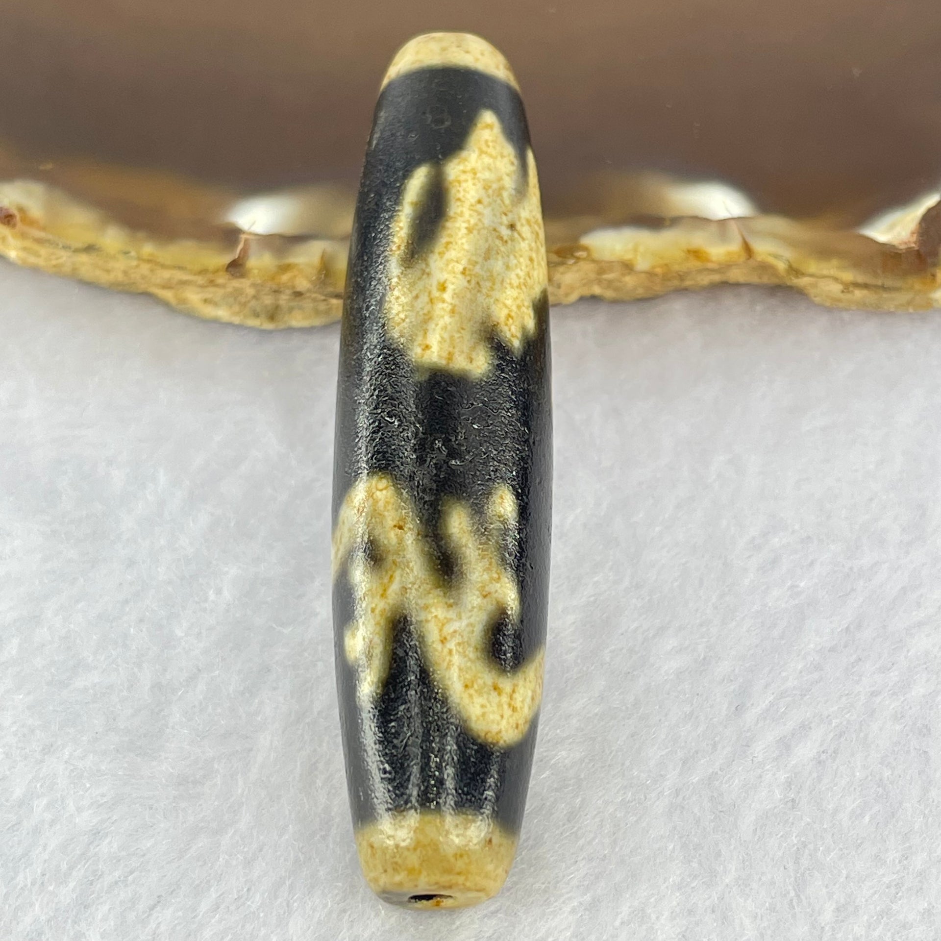 Natural Powerful Tibetan Old Oily Agate Dragon Dzi Bead Heavenly Master (Tian Zhu) 龙天珠 18.27g 59.8 by 14.2mm - Huangs Jadeite and Jewelry Pte Ltd