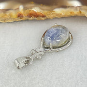 Good Grade Rare Natural Blue Dumortierite Rutilated Quartz in S925 Pendant 2.58g 12.2 by 9.7 by 5.5mm - Huangs Jadeite and Jewelry Pte Ltd