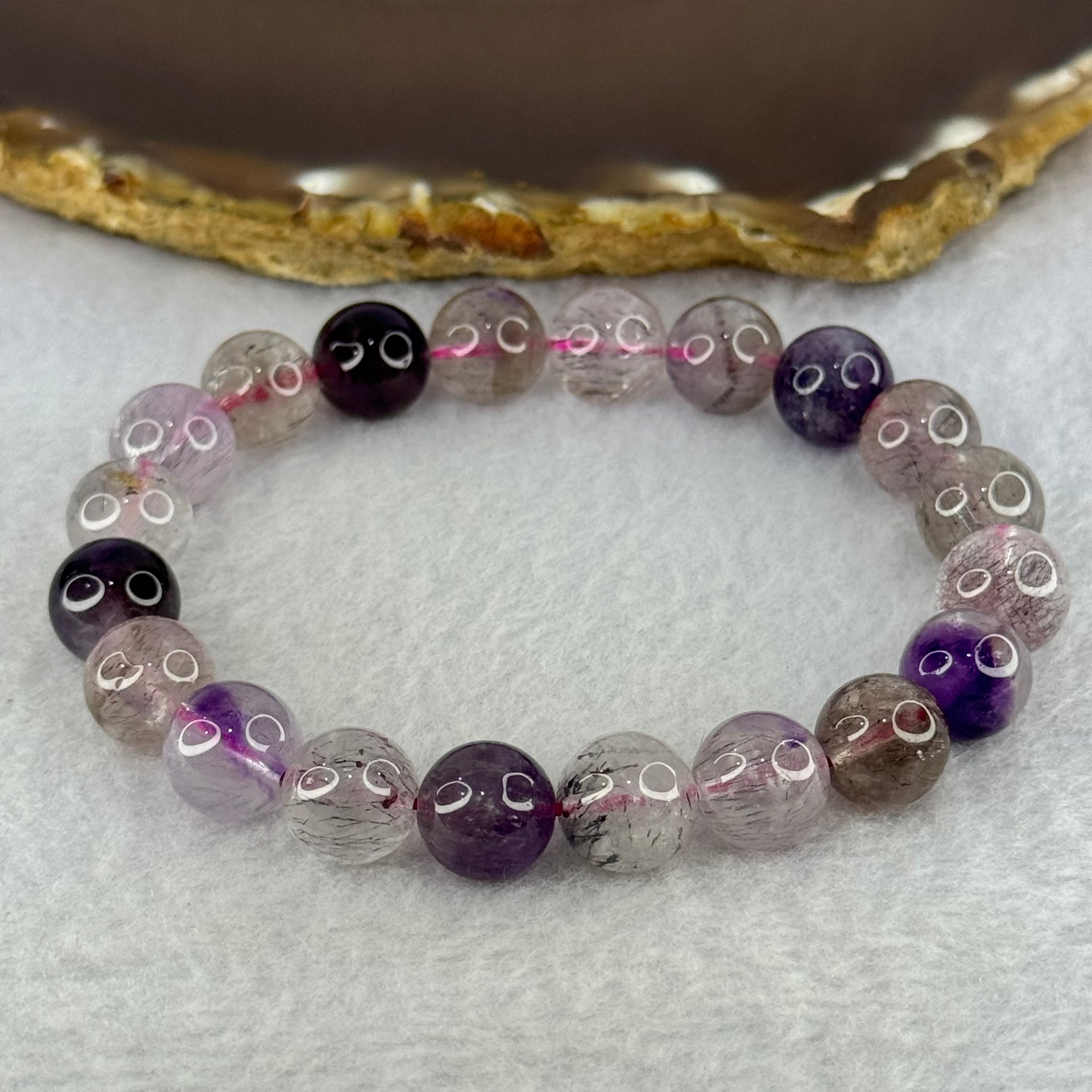 Natural Super 7 Beads Bracelet 29.63g 17.5cm 10.3mm 20 Beads - Huangs Jadeite and Jewelry Pte Ltd