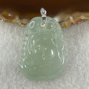 18K 750 White Gold Type A Icy Sky Blue Jadeite Ruyi with Bat Pendant 12.36g 35.5 by 26.6 by 7.1mm - Huangs Jadeite and Jewelry Pte Ltd
