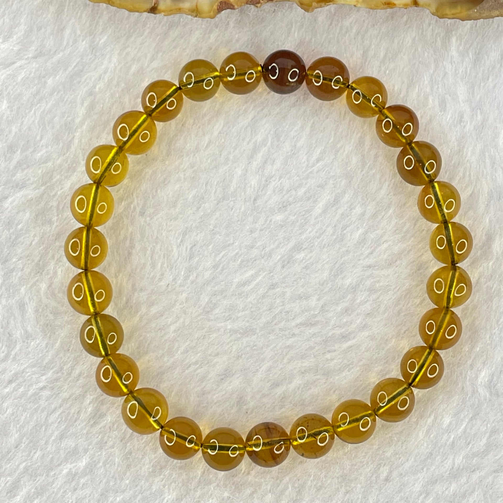 Natural Purple Honey Amber Beads Bracelet 天然紫蜜琥珀手链 3.41g 14cm 6.3mm 27 Beads - Huangs Jadeite and Jewelry Pte Ltd