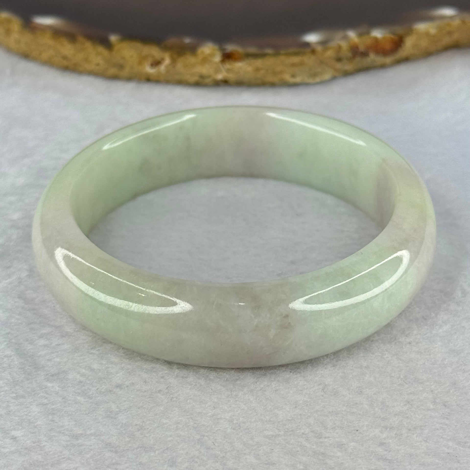 Type A Light Green with Lavender Patches Jadeite Bangle Internal Diameter 55.3mm 66.79g 15.3 by 9.1mm (Slight External Line) - Huangs Jadeite and Jewelry Pte Ltd