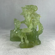 Natural Green Serpentine Double Horses with Twin Birds on Tree and Pond Display 1,254.1g L243.0 by B135.0 by H146.0mm - Huangs Jadeite and Jewelry Pte Ltd