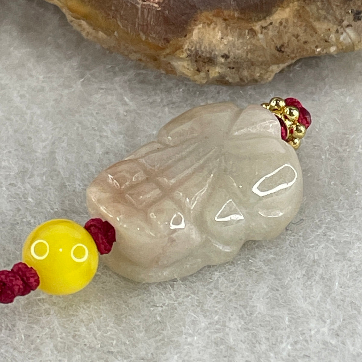 Natural Type A Light Brownish-Red Jadeite Pixiu Charm | Wealth-Attracting Mythical Beast & Protection Talisman (2.39g | 15.6 x 11.6 x 5.5mm) - Huangs Jadeite and Jewelry Pte Ltd