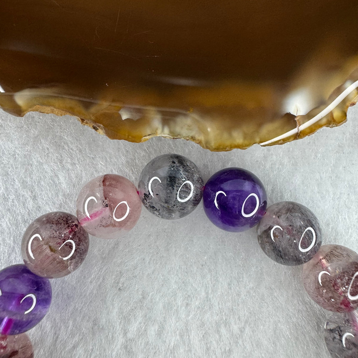 Certified Above Average Grade Natural Super 7 Crystal Beads Bracelet | 10.8mm Sacred 7-Mineral Synergy Statement Power (32.04g | 16.5cm Wrist Sizing | 19 Beads)