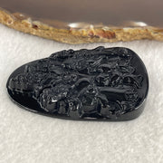 Certified Natural Type A Black Omphacite Jadeite Fu Lu Shou Pendant 33.09g 60.4 by 43.1 by 7.8mm - Huangs Jadeite and Jewelry Pte Ltd