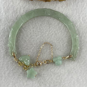 Natural Type A Jelly Light Green with Yellowish Spot Jadeite Bamboo with Double Dragon Head Bracelet 25.94g 17cm 7.2 by 8.2mm - Huangs Jadeite and Jewelry Pte Ltd