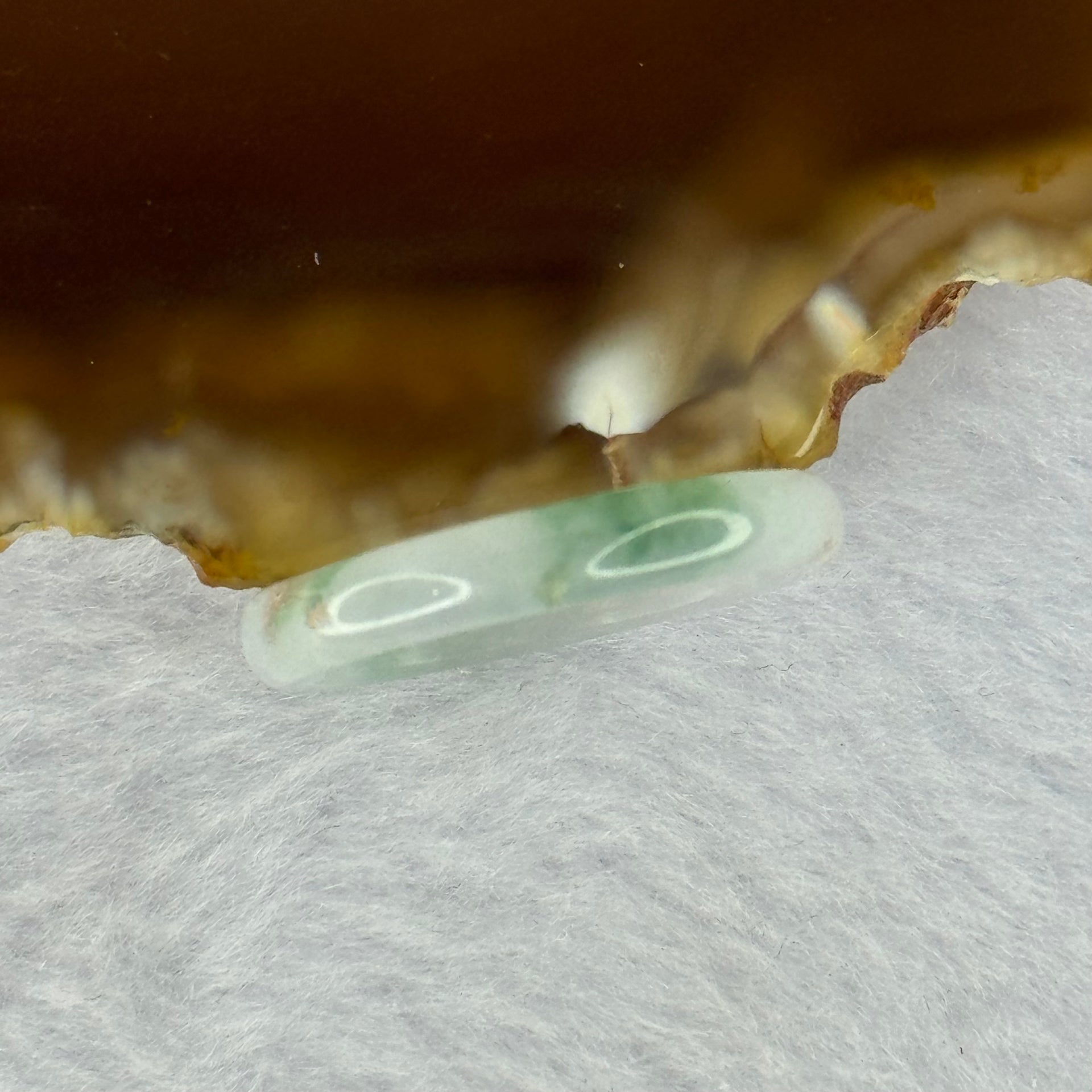 Type A Semi Icy Light Green with Blueish Green Patches Jadeite Ring 1.89g 4.1 by 2.9mm US8 HK 17.5 (External Roughs) - Huangs Jadeite and Jewelry Pte Ltd
