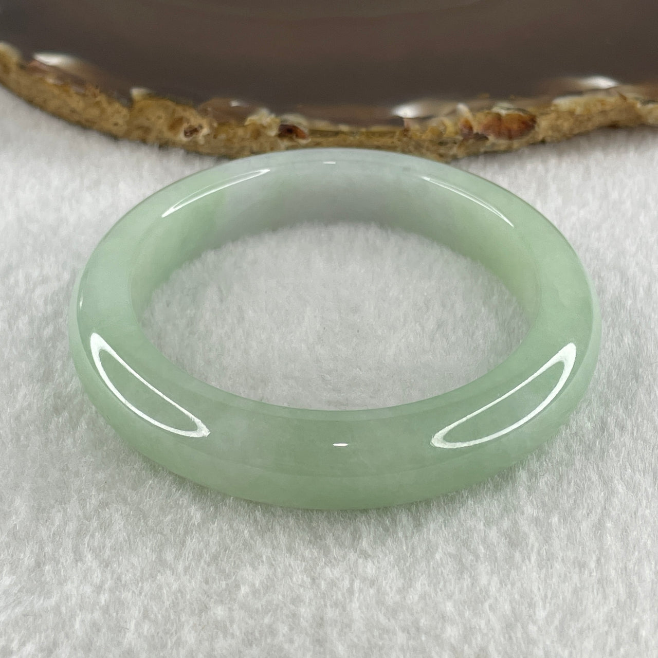 Type A Natural Light Green with Lavender Jadeite Bangle 52.26g Inner Diameter 52.9mm 11.5 by 8.8mm (Slight Internal Lines) - Huangs Jadeite and Jewelry Pte Ltd