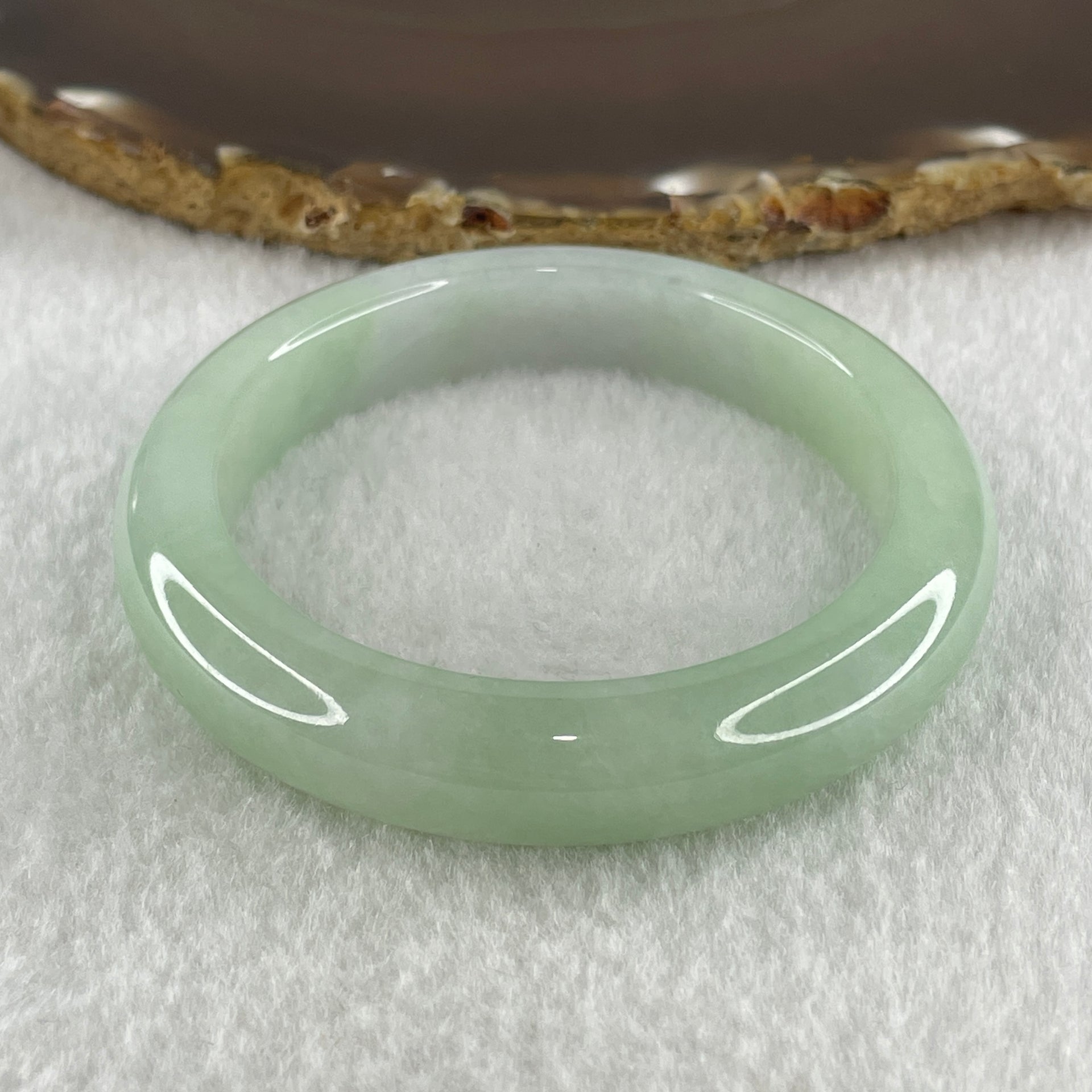 Type A Natural Light Green with Lavender Jadeite Bangle 52.26g Inner Diameter 52.9mm 11.5 by 8.8mm (Slight Internal Lines) - Huangs Jadeite and Jewelry Pte Ltd