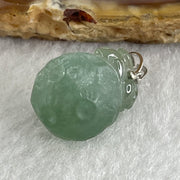 Natural Type A Semi Icy Green Jadeite Rabbit on Moon Pendant in 18K White Gold 3.83g 16.7 by 12.0mm - Huangs Jadeite and Jewelry Pte Ltd