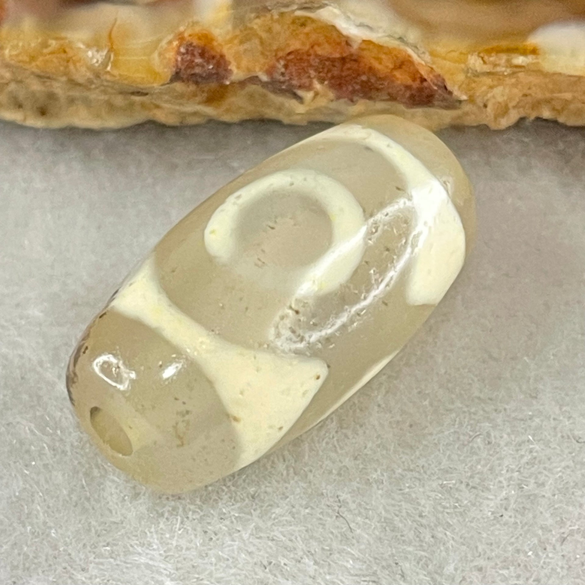 Natural Powerful Tibetan Old Oily Agate 3 Eyes Dzi Bead Heavenly Master (Tian Zhu) 三眼天诛 3.38g 20.1 by 10.8mm - Huangs Jadeite and Jewelry Pte Ltd