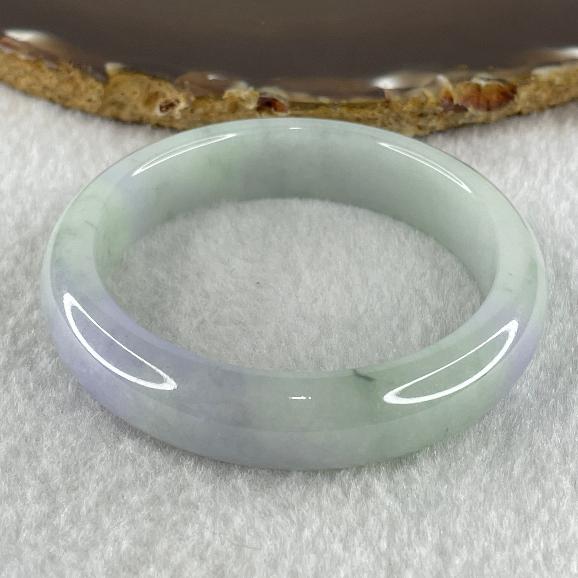 Type A Natural Green with Lavender Jadeite Bangle 44.71g Inner Diameter 50.6mm 12.3 by 7.4mm (Close to Perfect) - Huangs Jadeite and Jewelry Pte Ltd