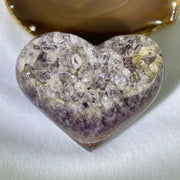 Natural Amethyst with White Milky Quartz Heart with Wooden Stand 744.9g 113.2 by 88.5 by 101.5mm - Huangs Jadeite and Jewelry Pte Ltd