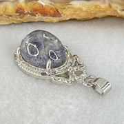 Good Grade Rare Natural Blue Dumortierite Rutilated Quartz in S925 Pendant 3.67g 12.7 by 10.9 by 7.5mm - Huangs Jadeite and Jewelry Pte Ltd