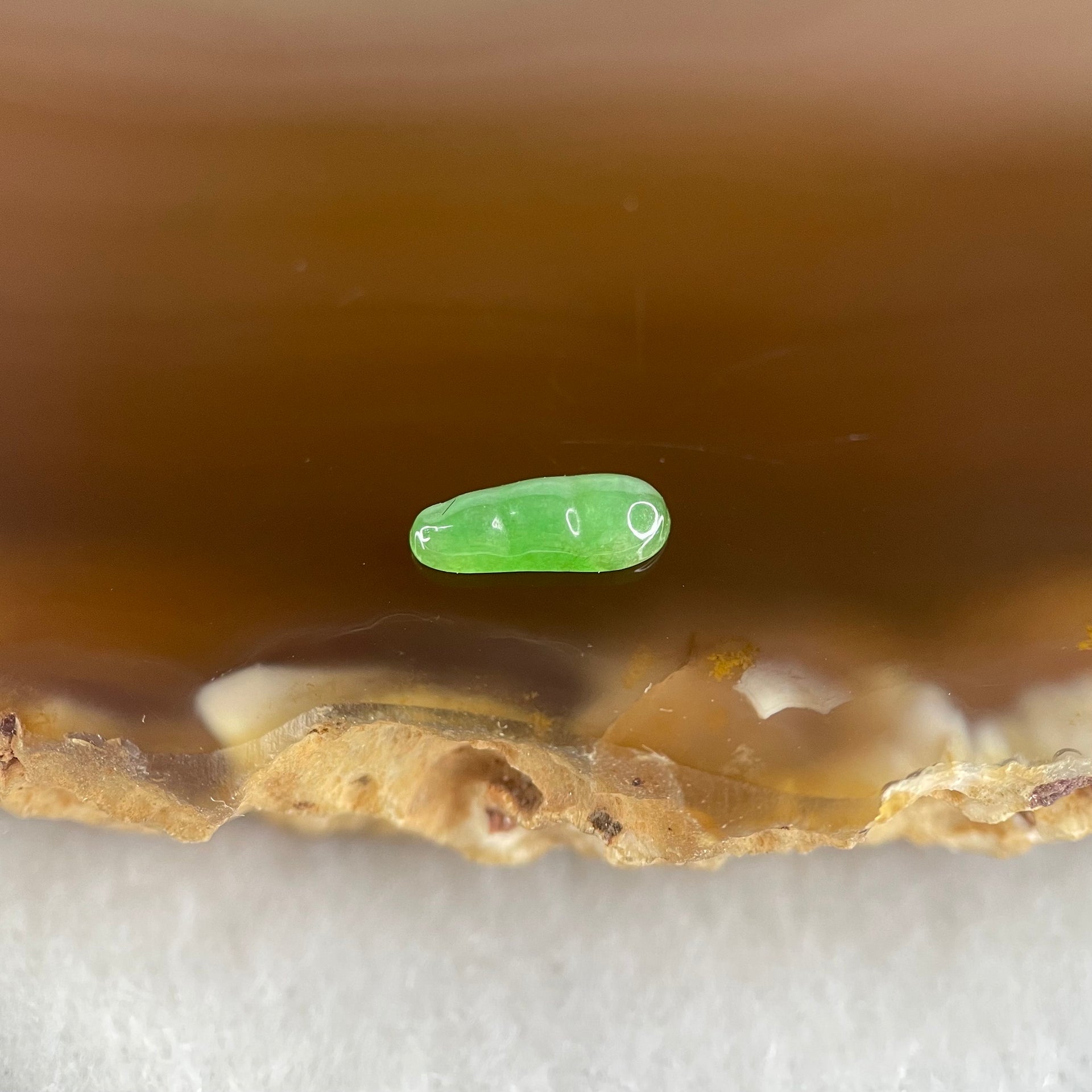 Type A Old Mine Full Green Jadeite Peapod Charm Stone For Setting 0.04g 8.8 by 3.4 by 1.9mm - Huangs Jadeite and Jewelry Pte Ltd