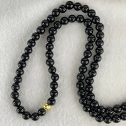 Type A Opaque Black Omphacite Jadeite Beads Necklace 45.34g 60cm 6.2mm 107 beads - Huangs Jadeite and Jewelry Pte Ltd