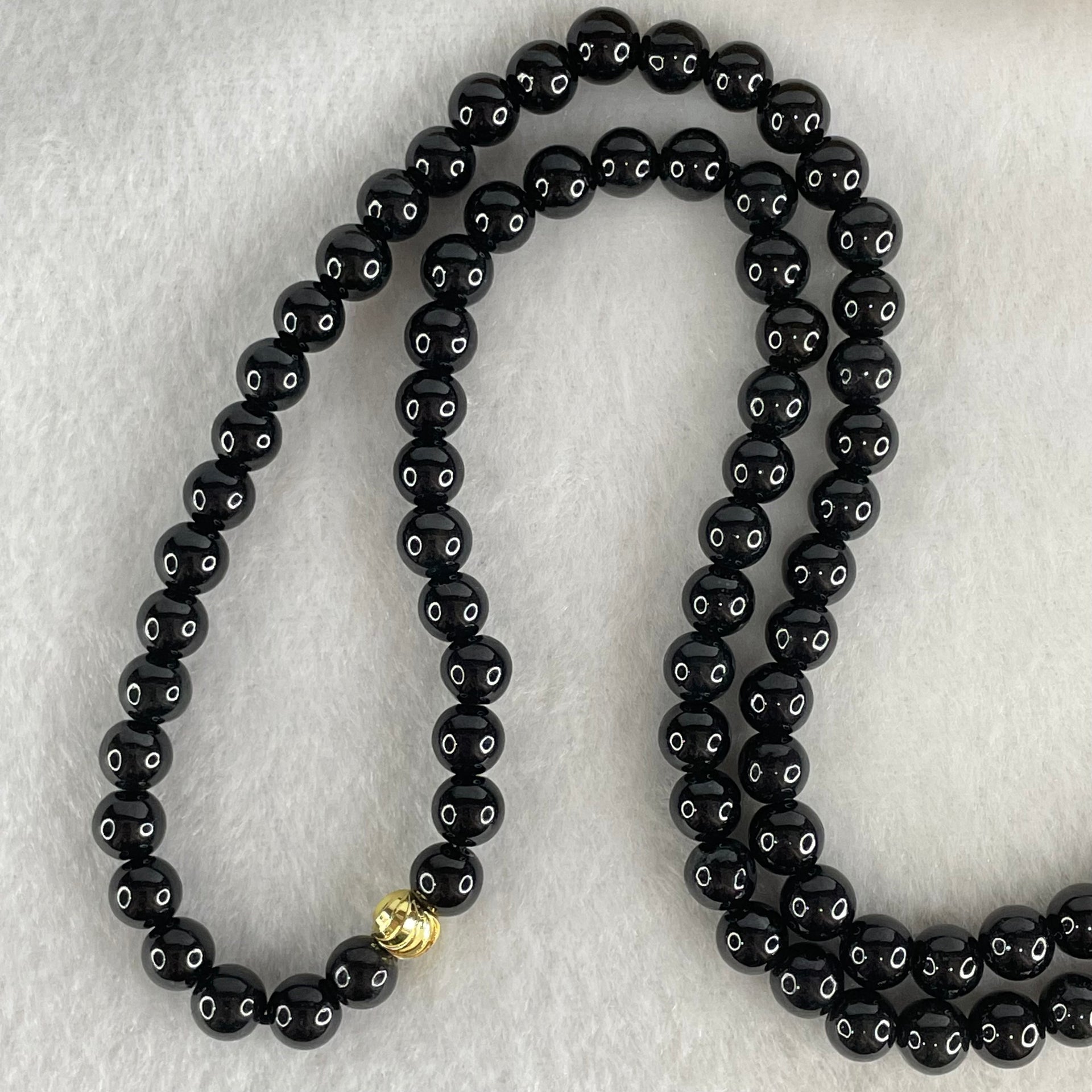 Type A Opaque Black Omphacite Jadeite Beads Necklace 45.34g 60cm 6.2mm 107 beads - Huangs Jadeite and Jewelry Pte Ltd