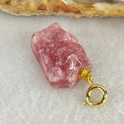 Natural Strawberry Quartz Fortune Cat Charm 3.76g 18.3 by 13.0 by 9.1mm - Huangs Jadeite and Jewelry Pte Ltd