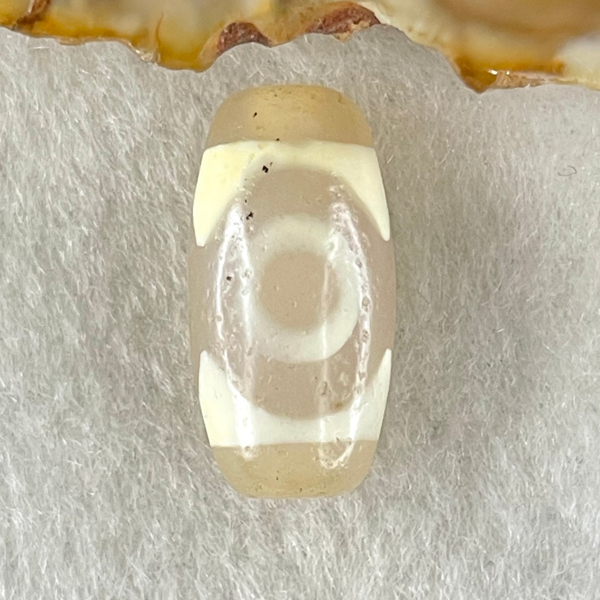 Natural Powerful Tibetan Old Oily Agate 3 Eyes Dzi Bead Heavenly Master (Tian Zhu) 三眼天诛 3.07g 20.1 by 10.3mm - Huangs Jadeite and Jewelry Pte Ltd