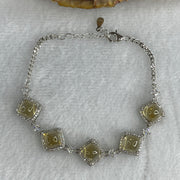 Natural Citrine Bead with Cubic Zirconia Bracelet in S925 Sliver 7.52g 13-16cm 6.8 by 6.0mm 5 Pcs - Huangs Jadeite and Jewelry Pte Ltd