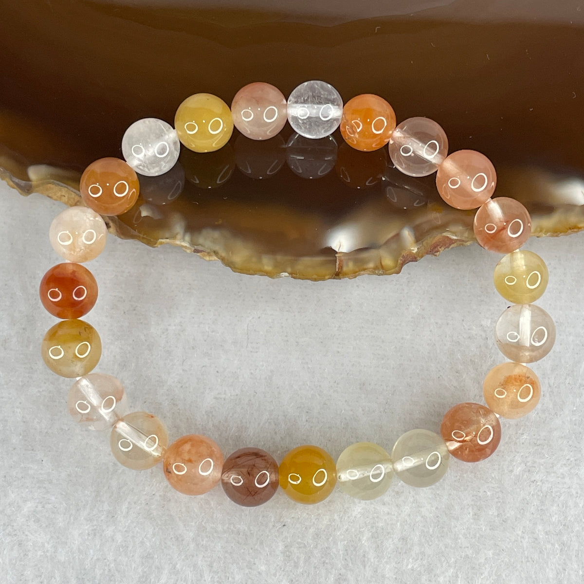 Above Average Grade Natural Rabbit Hair Quartz Beads Bracelet | 7.8mm Silky Rutile Vitality Amulet (13.85g | 14.5cm Wrist Fit | 23 Beads)