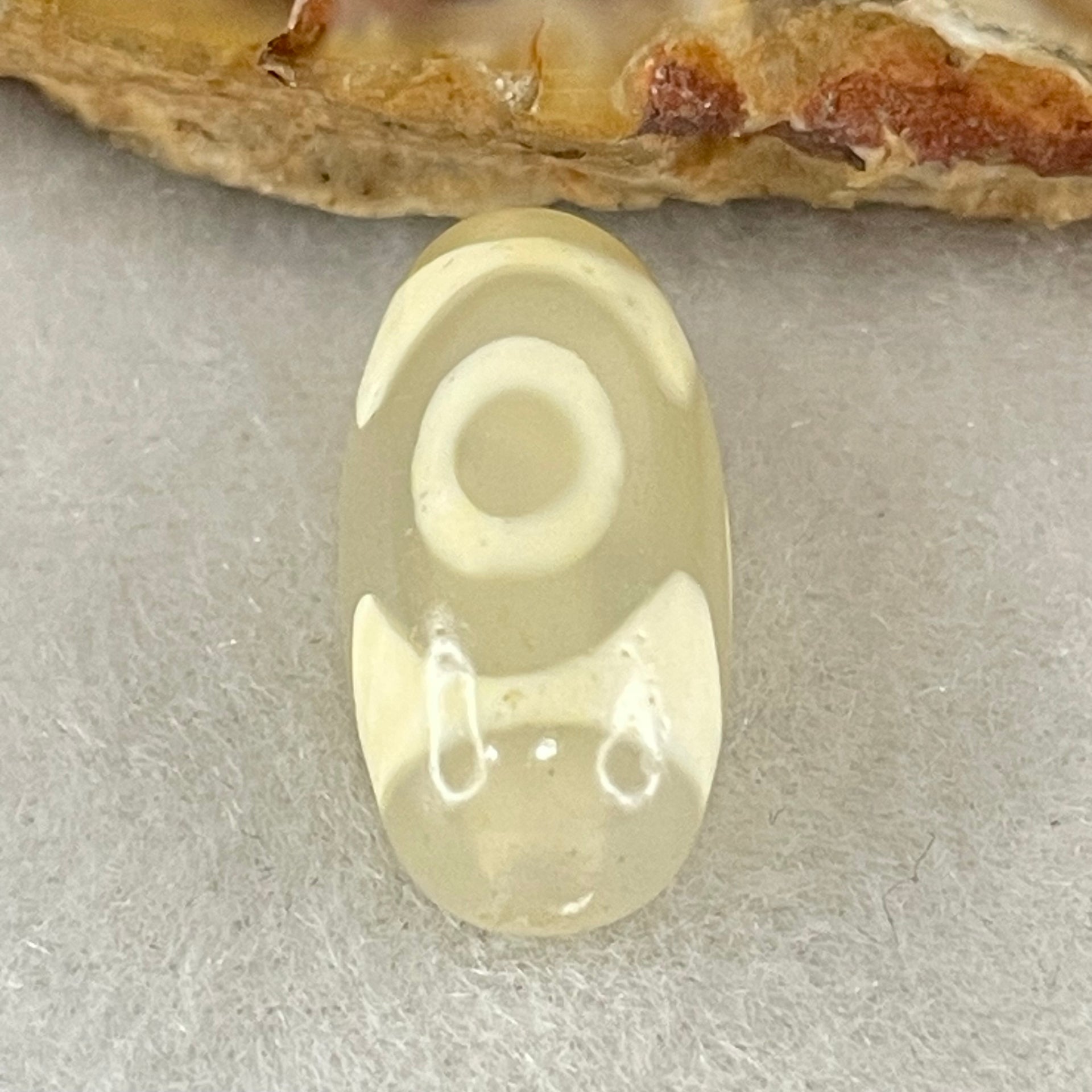 Natural Powerful Tibetan Old Oily Agate 3 Eyes Dzi Bead Heavenly Master (Tian Zhu) 三眼天诛 2.41g 19.3 by 9.4mm - Huangs Jadeite and Jewelry Pte Ltd