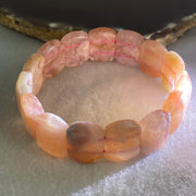 Above Average Natural Pink Flower Agate Shou Pai Bracelet 38.91g 17cm 18.0 by 13.1mm 15 Pieces (Slight External Rough) - Huangs Jadeite and Jewelry Pte Ltd
