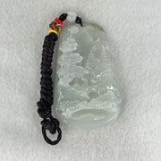 Type A Semi Icy Faint Lavender Green Jadeite Shan Shui Pendant 49.65g 63.1 by 39.5 by 10.3mm - Huangs Jadeite and Jewelry Pte Ltd