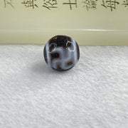 Natural Powerful Tibetan Old Oily Agate 3 Hotu Swastika Dzi Bead 3.83g 14.2 by 13.9mm - Huangs Jadeite and Jewelry Pte Ltd