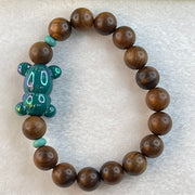 Natural Rosewood Beads Bracelet with Bear Charm 11.95g 16cm 10.3mm 16 Beads - Huangs Jadeite and Jewelry Pte Ltd