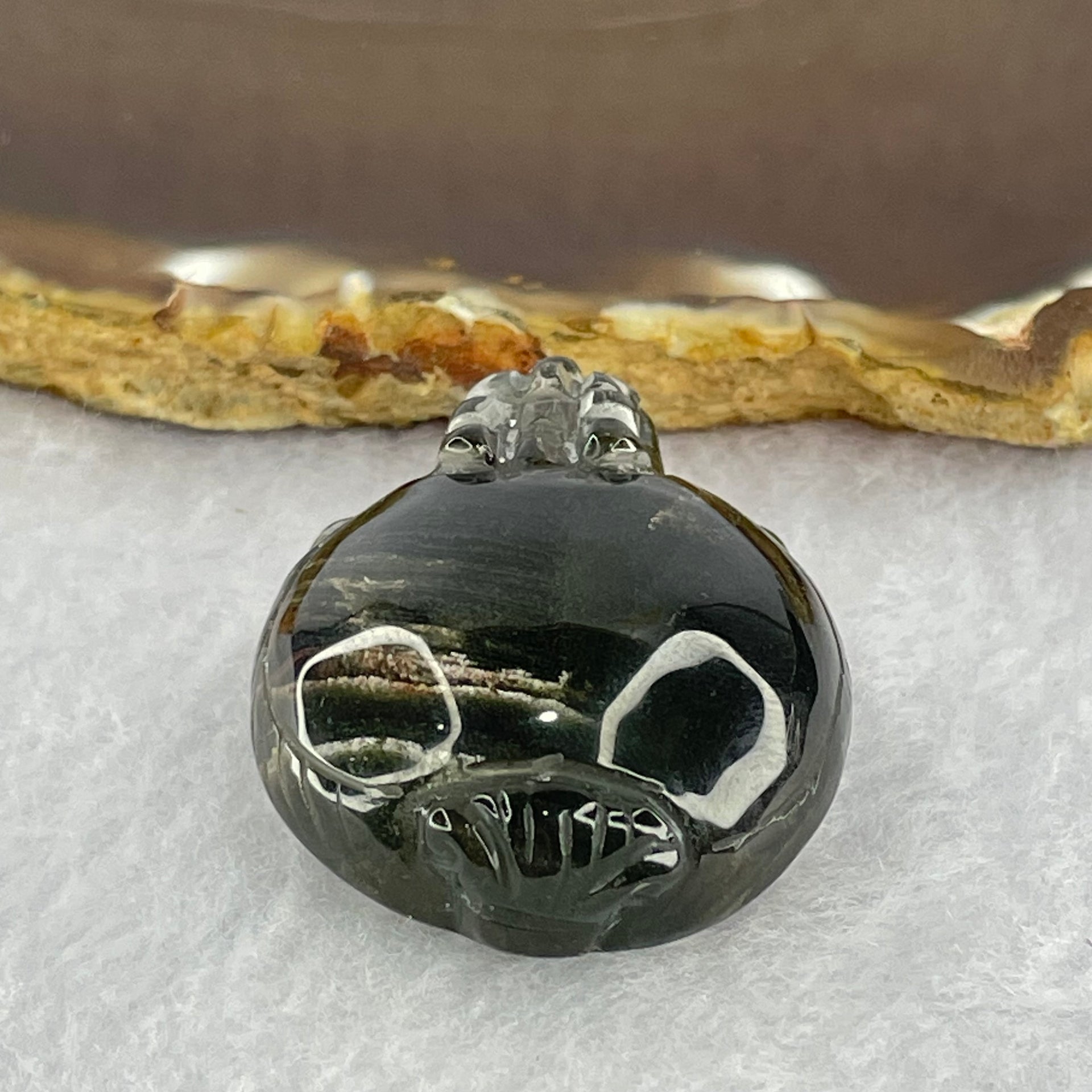 Unique Mountain Natural Green Phantom Quartz Dragon Tortoise Pendant 26.10g 39.2 by 30.3 by 16.7mm - Huangs Jadeite and Jewelry Pte Ltd