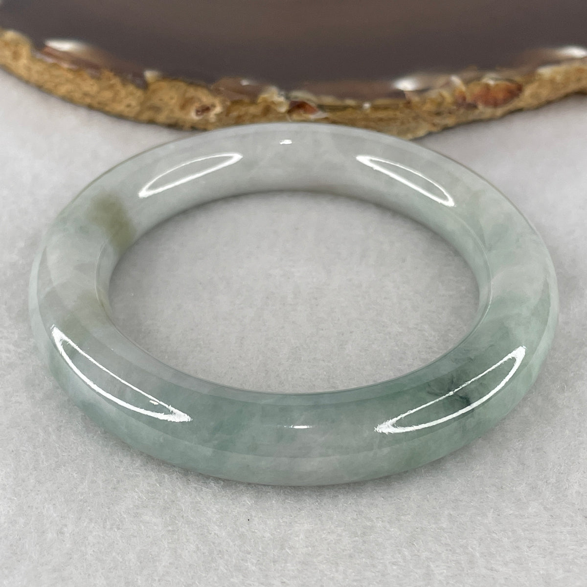 Certified Natural Type A Multi-Color Jadeite Full Round Bangle | 51.6mm Yuan Tiao (61.44g 11.0x10.9mm | Light Green, Royal Lavender & Brownish Spot | Internal Line)