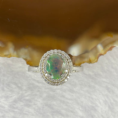 Natural Blue Opal In 925 Sliver Ring 2.92g 7.3 by 5.8 by 3.2 mm Adjustable Size - Huangs Jadeite and Jewelry Pte Ltd