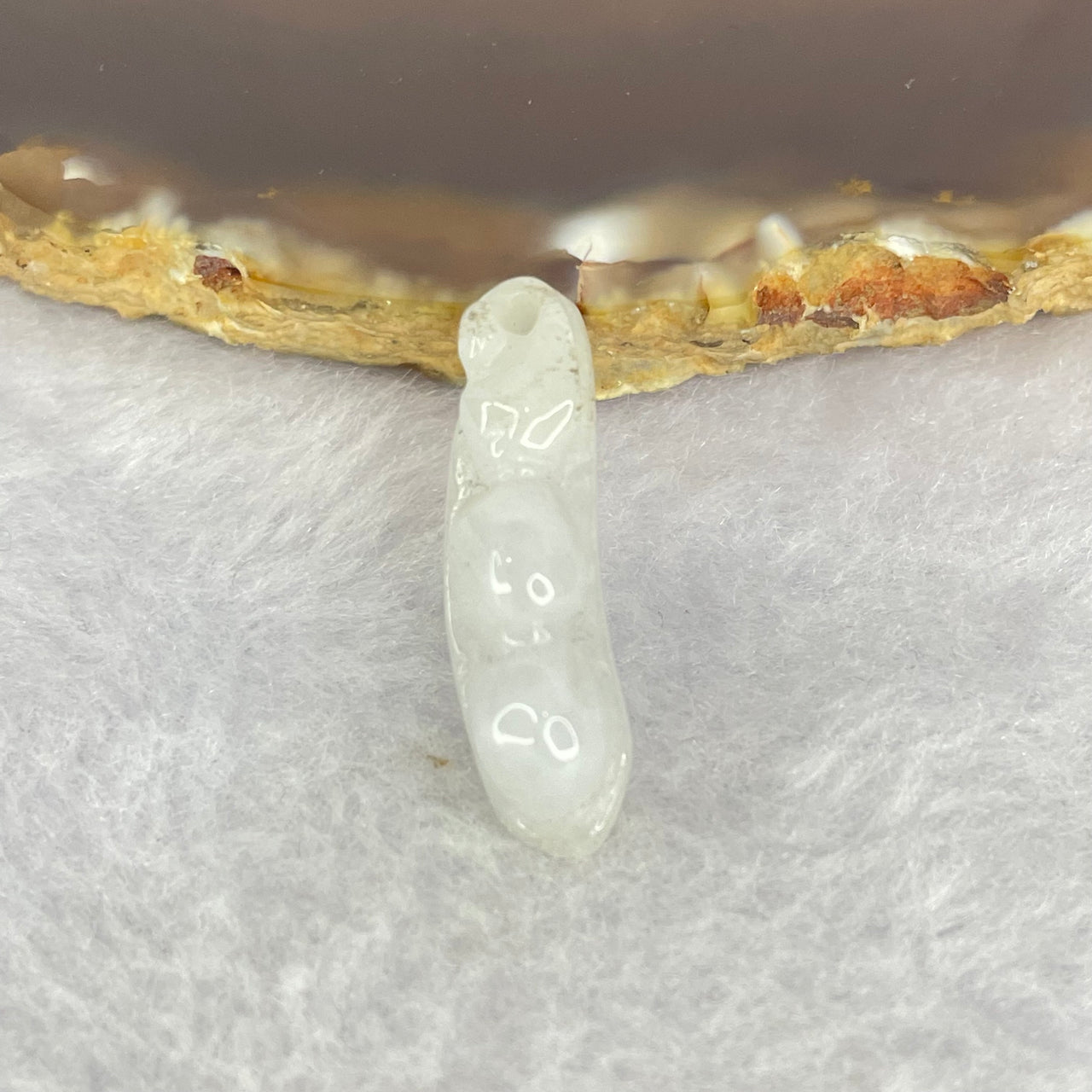 Type A Lavender Pea Pod Jadeite 2.31 7.4 by 26.9 by 6.8mm - Huangs Jadeite and Jewelry Pte Ltd