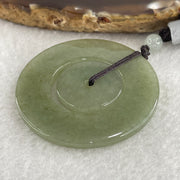 Natural Type A Green with Brownish Jadeite Double Ping An Kou Donut Pendant 20.64g 44.9 by 3.4mm - Huangs Jadeite and Jewelry Pte Ltd