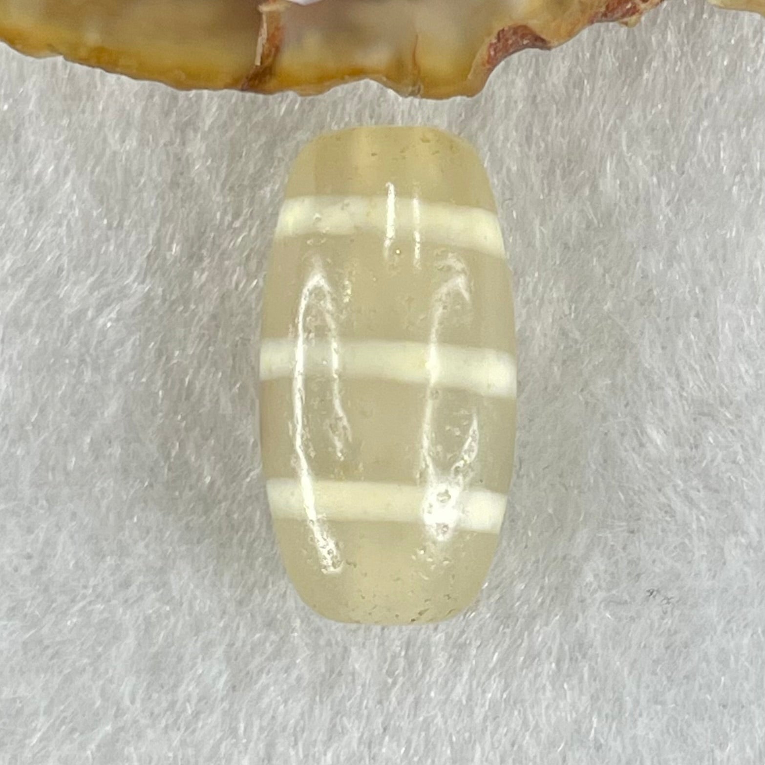 Natural Powerful Tibetan Old Oily Agate 3-Lines Dzi Bead Heavenly Master (Tian Zhu) 三行天诛 3.20g 19.8 by 10.4mm - Huangs Jadeite and Jewelry Pte Ltd