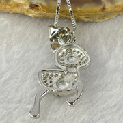 Type A Icy Green Omphasite Jadeite Cabochons in Sliver Deer Pendent Necklace 4.22g Middle Jadeite 4.3 by 1.5mm - Huangs Jadeite and Jewelry Pte Ltd