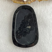 Type A Opaque to Partial Translucent Black Omphacite Jadeite Eagle Fish and Lotus Leaf Pendant 29.55g 60.1 by 38.1 by 8.0mm - Huangs Jadeite and Jewelry Pte Ltd