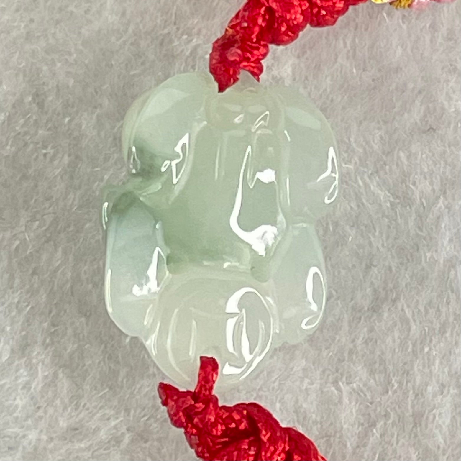 Type A Faint Green with Blueish Green Patch Jadeite Male Pixiu String Bracelet 5.60g 16.8 by 12.6 by 10.0mm - Huangs Jadeite and Jewelry Pte Ltd