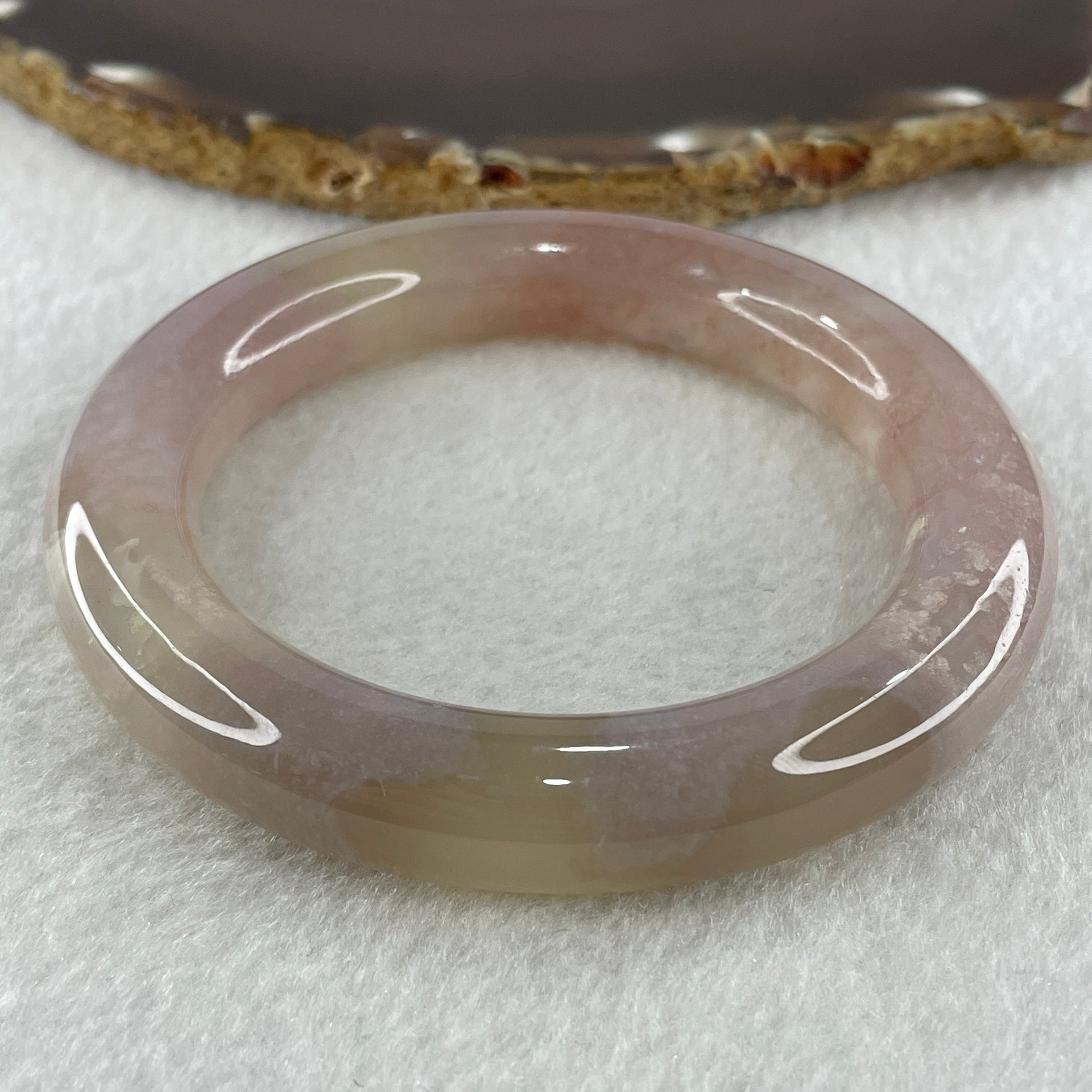 Natural Pinkish Agate Bangle 64.57g Internal Diameter 57.2mm 12.0 by 12.3mm (Perfect) - Huangs Jadeite and Jewelry Pte Ltd