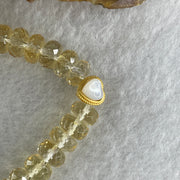 Natural Citrine Donut with Heart Shape Charm Bracelet 20.03g 15cm 8.5mm 34 Beads - Huangs Jadeite and Jewelry Pte Ltd