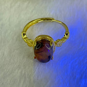 Natural Cognac Amber in S925 Silver Gold Color Ring 1.86g 10.0 by 7.7 by 5.0mm - Huangs Jadeite and Jewelry Pte Ltd