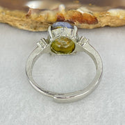 Rare Above Average Natural Blue Dumortierite Rutilated Quartz in S925 Sliver Ring (Adjustable Size) 3.28g 10.9 by 7.4 by 3.5mm - Huangs Jadeite and Jewelry Pte Ltd
