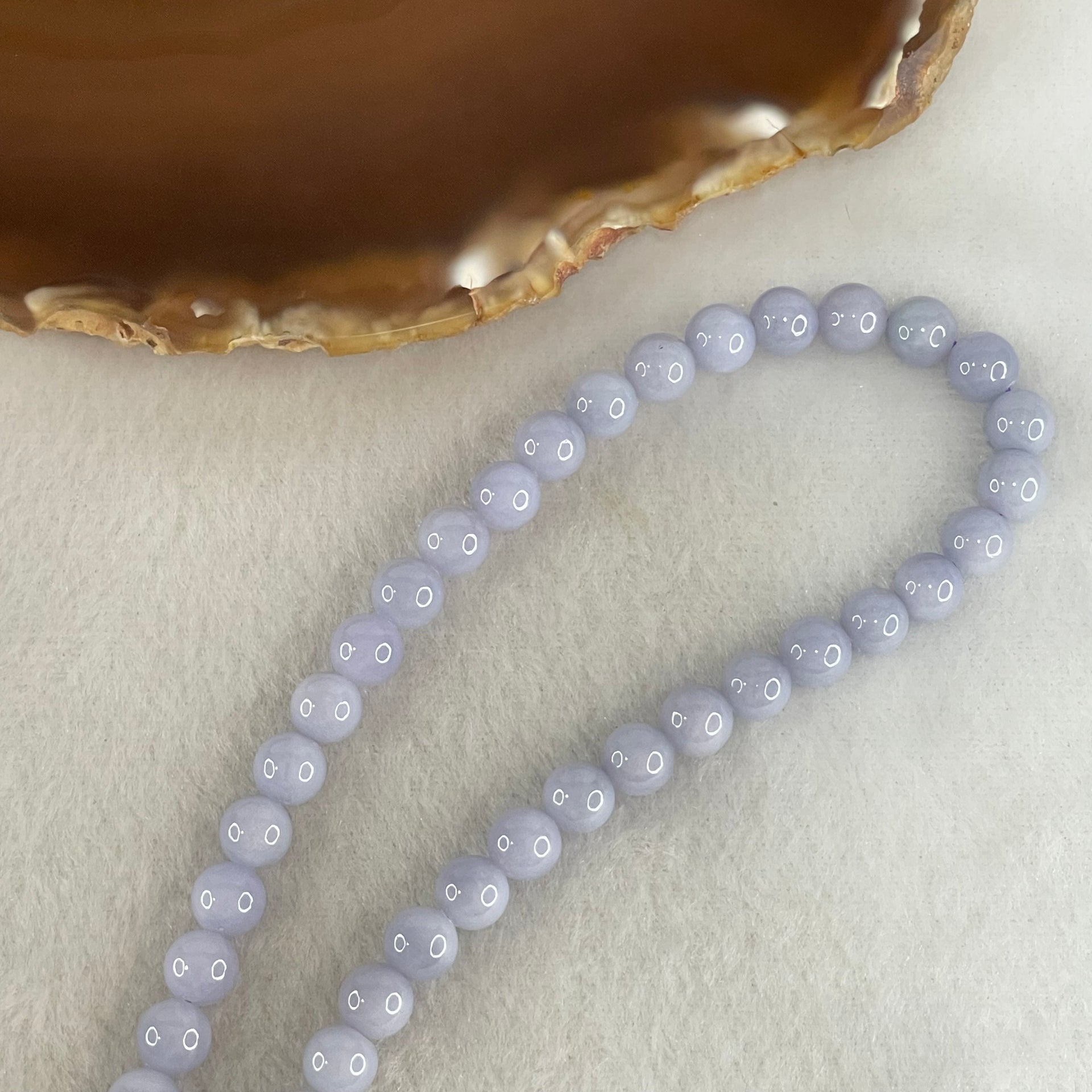 Type A Full Lavender Jadeite Beads Necklace 57.21g 66cm 7.0mm 98 Beads - Huangs Jadeite and Jewelry Pte Ltd